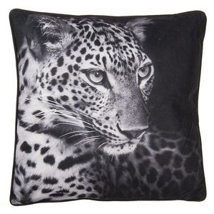Černý polštář s hlavou leoparda - 45*45 cm KG023.106 obraz