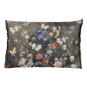 Zelený vintage barevný polštář s květy a motýly - 60*40 cm KG036.012 obraz