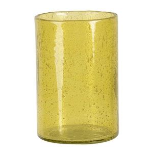 Žlutý skleněný svícen na čajovou svíčku - 15*10 cm 6GL3026GR obraz