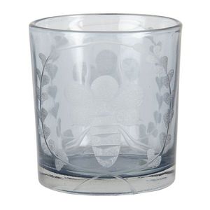 Skleněný svícen na čajovou svíčku s motivem včely - 7*8 cm 6GL3050 obraz