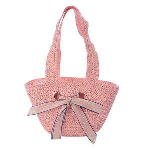 Růžová dětská plážová taška s dvěma uchy a mašlí - 22*15 cm JZBG0247 obraz