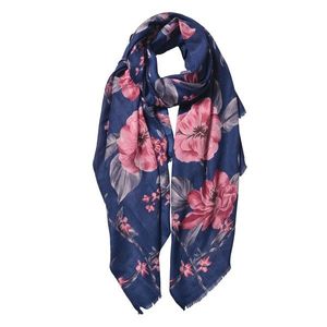 Modrý šátek s velkými květy - 80*180 cm JZSC0541 obraz