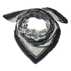 Bílo černý šátek s ornamenty - 140*40 cm JZSC0546Z obraz