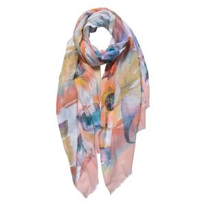 Barevný šátek s květy a lososovým lemem - 70*180 cm JZSC0550KH obraz