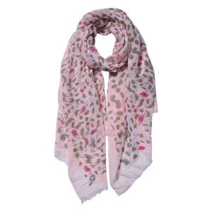 Růžovo hnědý šátek s potiskem - 70*180 cm JZSC0557P obraz