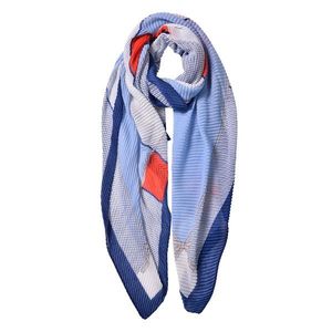 Bílo modro červený žebrovaný šátek - 85*180 cm JZSC0595BL obraz