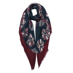 Černý šátek s květy a červeným lemováním - 85*180 cm JZSC0597R obraz