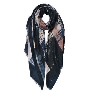 Tmavě modrý šátek s třásňovitým lemem - 85*180 cm JZSC0598Z obraz