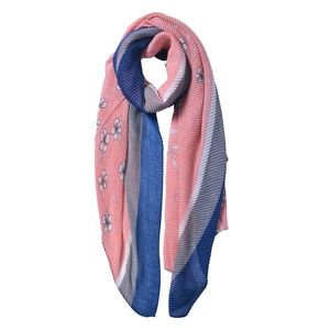 Růžovo modrý šátek s kytičkama - 85*180 cm JZSC0604P obraz