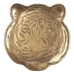 Zlatý dekorační tácek hlavy tygra - 14*1*14 cm 6PR3423 obraz