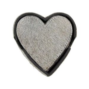 Sada 4ks kožených podtácků ve tvaru srdce Heart grey - 13*13*3 cm MHOZKHG obraz