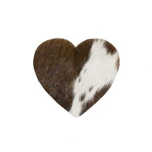 Bílo-hnědý podtácek srdce Love z hovězí kůže Brown - 14*14*0, 3 cm MHOZHKB obraz