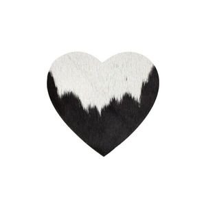 Bílo-černý podtácek srdce Love z hovězí kůže Black - 14*14*0, 3 cm MHOZHKZ obraz