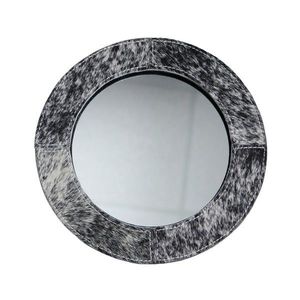 Stolní zrcadlo Minna s lemováním z hovězí kůže černá/ bílá - 25*13*25cm MHSPSZ obraz