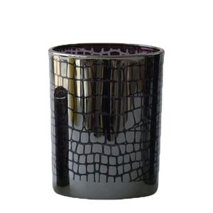 Černý lesklý skleněný svícen Mosa s mozaikou - 10*10*12, 5cm XMWLZCM obraz