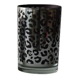 Stříbrný skleněný svícen Leo s motivem leoparda - 12*12*18cm XMWLZLL obraz