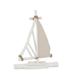 Bílo hnědá dřevěná dekorativní loďka - 45, 5*8, 5*59 cm 2804 obraz