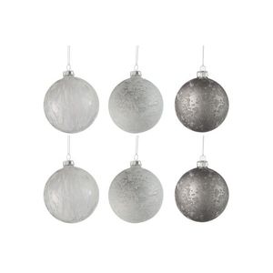 Sada bílo šedivo stříbrných vánočních koulí ( 6ks) - 8*8*8 cm 76276 obraz