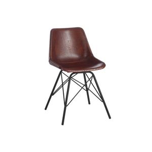 Hnědá designová židle Mocus potažená koženkou s kovovou konstrukcí - 46*49*79 cm 80391 obraz