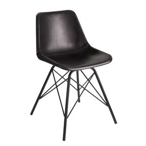 Černá designová židle Mocus potažená koženkou s kovovou konstrukcí - 46*49*79 cm 80392 obraz