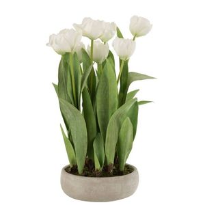 Bílá dekorační kytička Tulipány v květníku - 30*31*48cm 12484 obraz