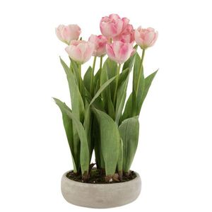Růžová dekorační kytička Tulipány v květníku - 30*31*48cm 12500 obraz