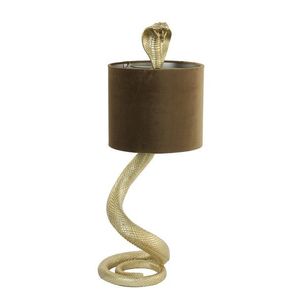 Zlatá stolní lampa va tvaru hada Snake s karamelovým stínidlem - 27*25*68cm / E27 1863884 obraz