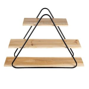 Nástěnný kovový stojan s 3 dřevěnými policemi Triangle - 70*15*50 cm 50468 obraz