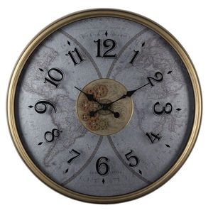 Nástěnné hodiny Michele s mapou světa - Ø 80*10 cm / 1*AA 5KL0195 obraz
