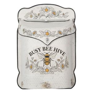 Krémová retro poštovní schránka s včelou Bee Hive - 27*8*39 cm 6Y4241 obraz