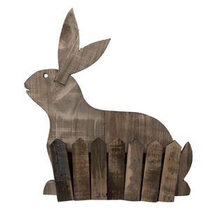 Hnědý dřevěný držák na květiny v motivu králíka - 31*12*36 cm 6H2020 obraz