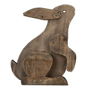 Hnědá dřevěná dekorativní soška sedícího králíka - 20*12*26 cm 6H2022 obraz