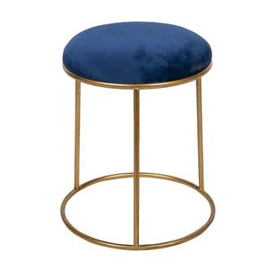 Zlatá kovová stolička s modrým sametovým sedákem - Ø 42*48 cm 6Y4464BL obraz