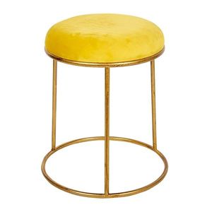 Zlatá kovová stolička se žlutým sametovým podsedákem - Ø 42*48 cm 6Y4464Y obraz