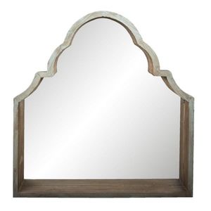 Bílo hnědé dřevěné zdobené zrcadlo Vafara - 85*12*87 cm 52S247 obraz