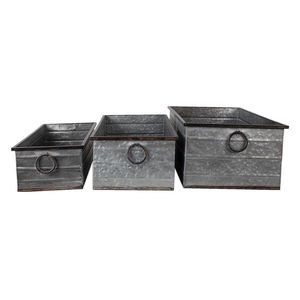 Šedé dekorativní kovové boxy (3 ks) - 65*32*20 / 59*27*17 / 53*22*14 cm 5Y0872 obraz