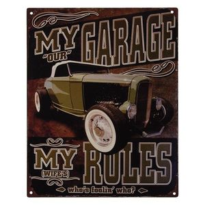 Nástěnná kovová cedule My Garage My Rules - 25*20 cm 6Y4353 obraz