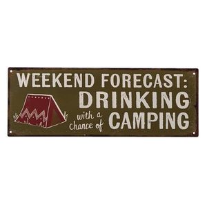 Nástěnná kovová cedule Drinking & Camping - 36*13 cm 6Y4392 obraz