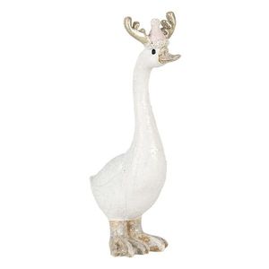 Bílá vánoční dekorativní socha husy s čepičkou - 6*3*11 cm 6PR4607 obraz