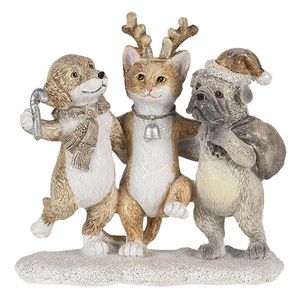 Vánoční dekorativní soška kočky a pejsků - 13*5*12 cm 6PR4633 obraz