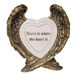 Dekorativní soška zlatých křídel s bílým srdcem - 12*3*13 cm 2F0838 obraz