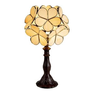 Žlutá stolní lampa Tiffany Bloom - 21*21*38 cm E14/max 1*25W 5LL-6095 obraz