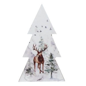 Vánoční dekorativní stromek s jelenem - 10*2*17 cm 6H2037 obraz