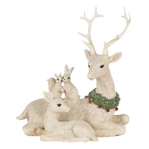 Vánoční dekorativní soška jelena s laní a veverkami - 16*9*18 cm 6PR4655 obraz