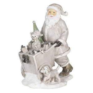 Vánoční dekorativní soška Santy s vozíkem s pejskem - 12*8*15 cm 6PR4728 obraz