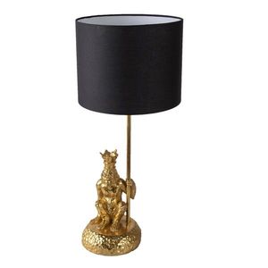 Zlatá stolní lampa s opicí a korunkou a černým stínidlem Monkey King - Ø 23*45 cm E27 6LMC0048 obraz