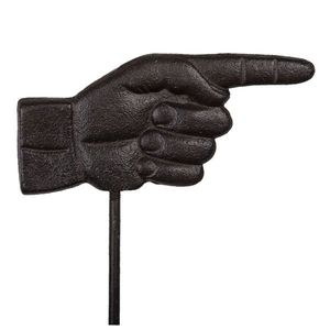 Černo hnědý kovový zahradní kůl ruka - 18*1*88 cm 5Y0925 obraz