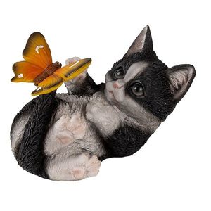 Dekorativní soška černo bílého koťátka s motýlkem - 14*8*11 cm 6PR3355 obraz