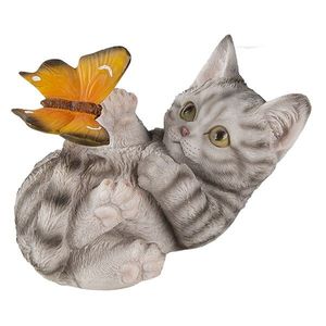 Dekorativní soška hrající si kočičky s motýlem - 14*8*11 cm 6PR3356 obraz