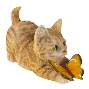 Dekorativní soška kočky s motýlkem - 19*8*10 cm 6PR3358 obraz